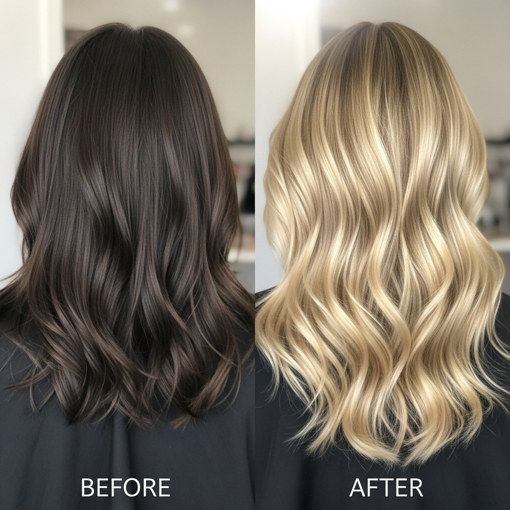 Transformación de color a rubio ceniza