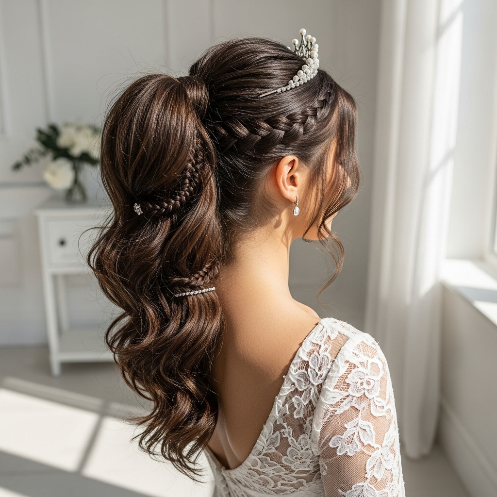 Recogido de novia elegante con detalles florales