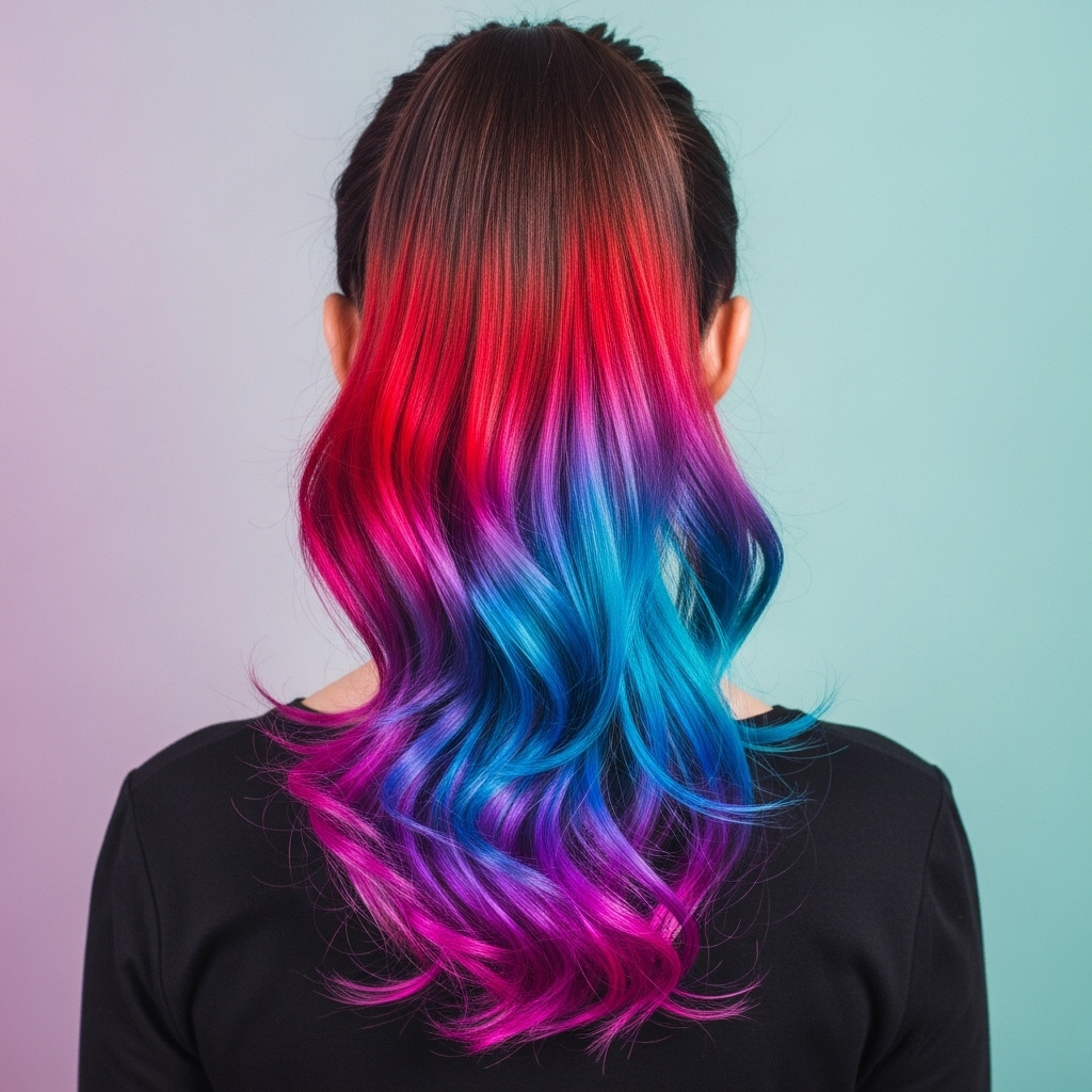 Pelo con color fantasía en tonos violeta