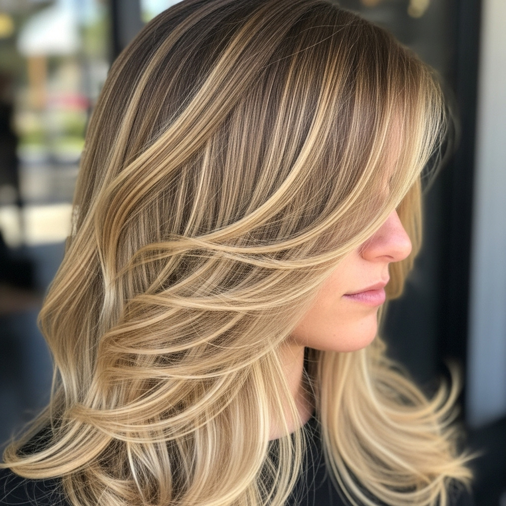 Mujer con mechas balayage elegantes